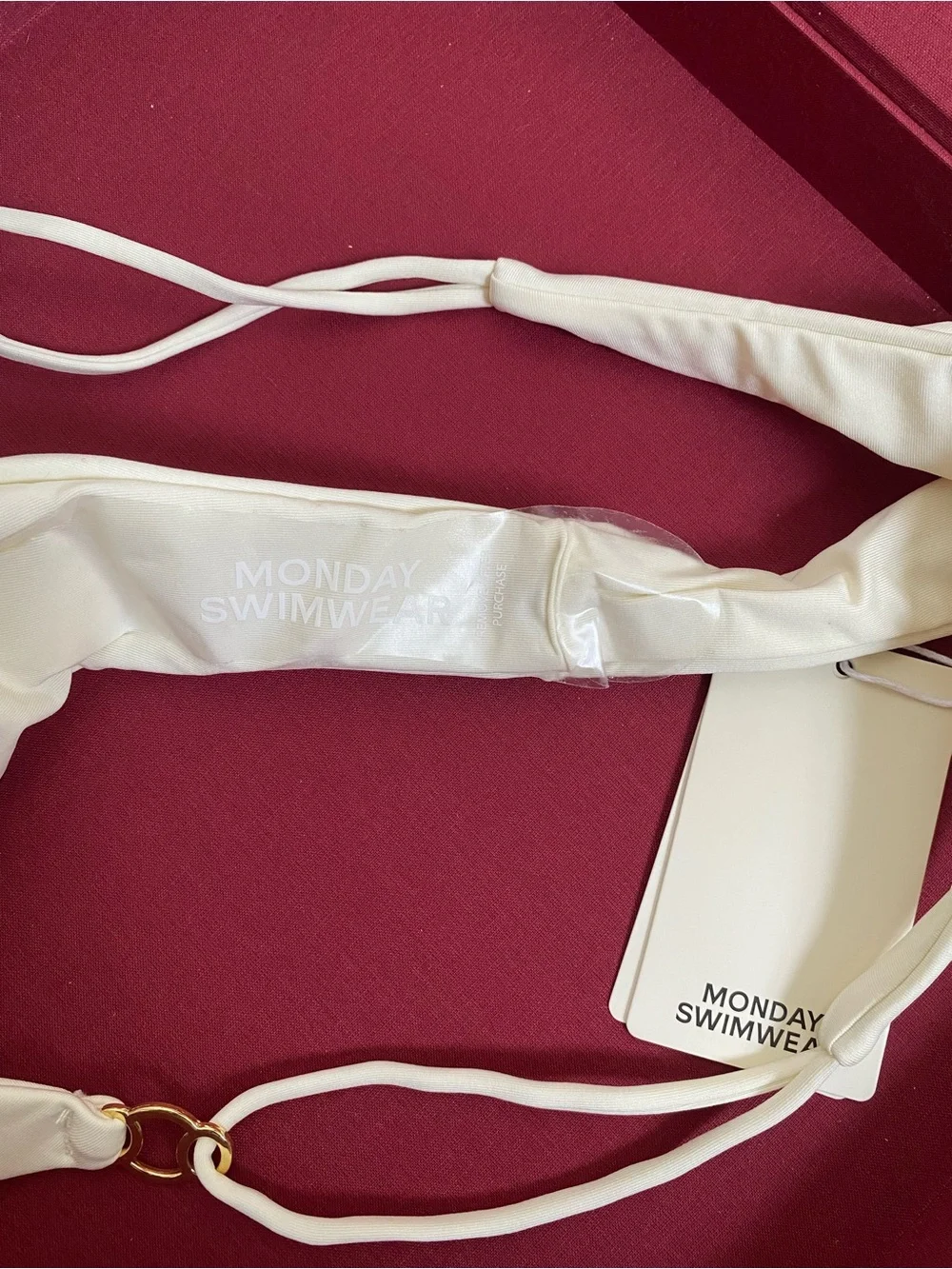Never-Worn Monday Swimwear Cream Bikini Top & Matching Cheeky Bottom